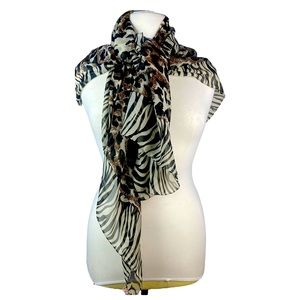 Vintage Echo Animal Print Large Wrap Scarf Leopard Zebra‎ Print 72X42.5